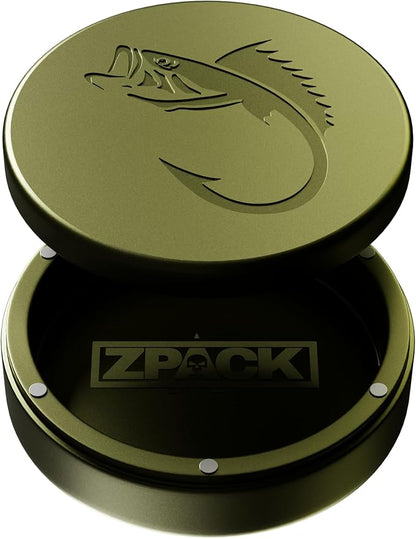 ZPACK Zyn Metal Can | Metal Pouch Can | Bass | Premium Aircraft-Grade Aluminum Container with Magnetic Closure | Slim EDC Pocket Tin | Carved Engraved Design | (Forest Green)
