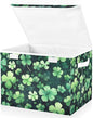 senya St. Patrick's Day Baskets Collapsible Storage Bins with Lids, St Patricks Clover Leaves Storage Boxes Clothes Baskets for Organizing