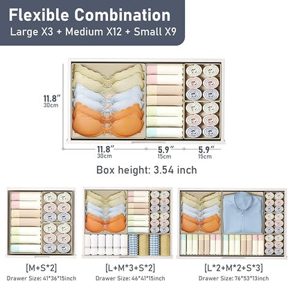 DIMJ Drawer Organizer Clothes 24 Pack - Foldable Baby Organizers and Storage Dresser Organizer for Bedroom, Closet Nursery Organization Dresser Dividers for underwear, Sock, Bra, Belt, Tie