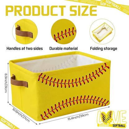 Boao 4 Pack Softball Storage Baskets for Gifts Empty Collapsible Laundry Storage Bins with Handles Foldable Boxes for Home Bedroom Office Holiday Toy Clothes Containers