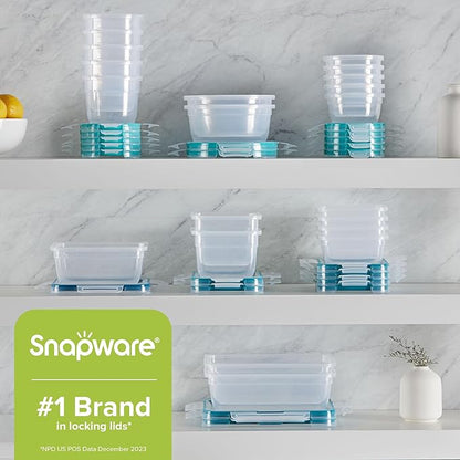 Snapware Plastic Total Solution (21-Pack) Large Food Storage Containers Set, Meal Prep Containers with Plastic BPA-Free Lids & 4 Locking Tabs, Microwave, Dishwasher, and Freezer Safe