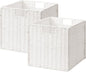 StorageWorks 13 inch Wicker Storage Baskets, Foldable Handwoven Wicker Basket for Organizing, Paper Rope Square Storage Cubes, White, 2 Pack
