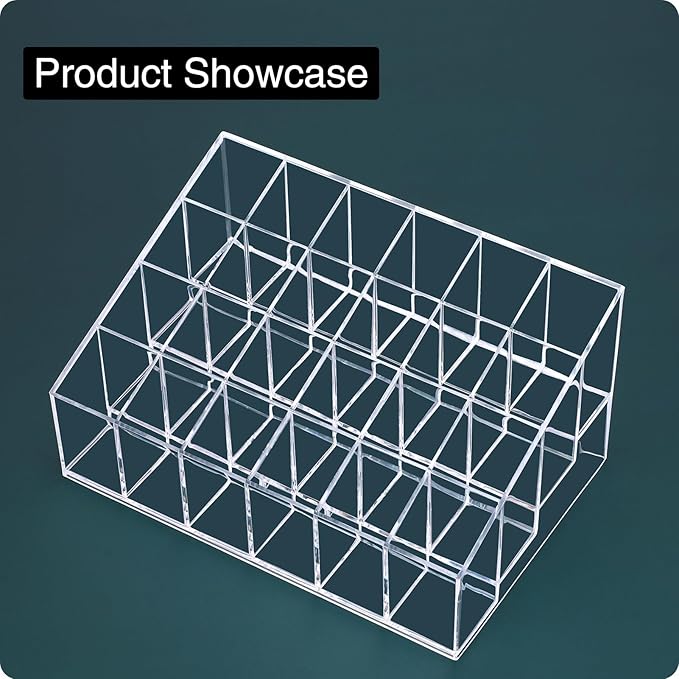 MOSIKER Lipstick Organizer,Small Clear Plastic Compact Lip Gloss Chapstick Perfume Sample Mascara Holder with 24 Slots