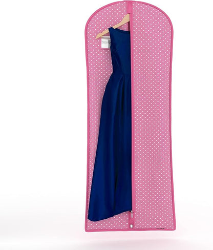 Hangerworld Breathable Clothes Cover 152 cm Pink/White Polka Dot Clothes Cover