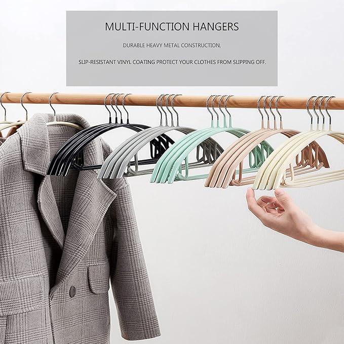 Contour Metal No Bumps Hanger - Suit, Coat & Sweater Hanger (Pack of 20, Black)
