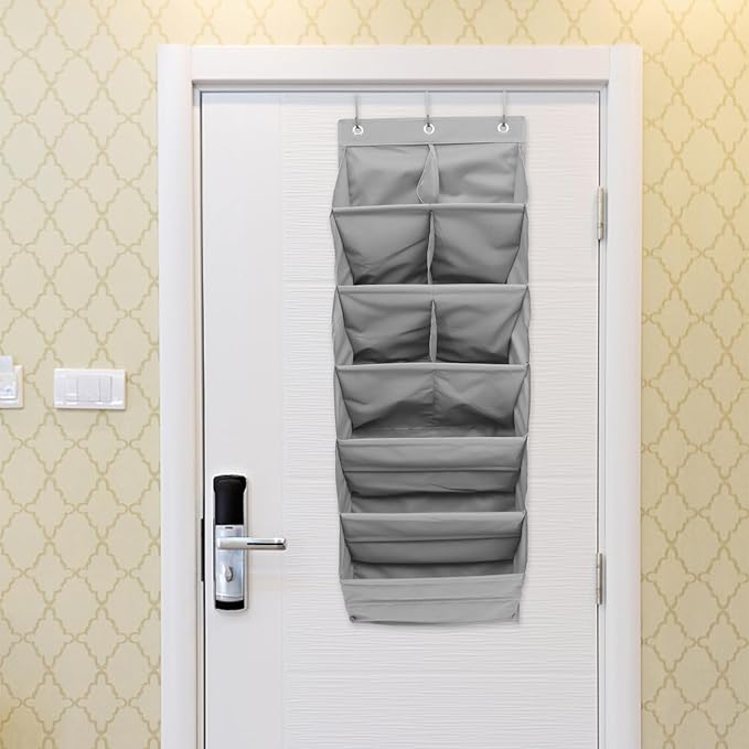 Cabilock -the-door Hanging Storage Bag, 9-compartment Grey Shoe Organizer, Sturdy Multi-layer Dormitory Storage Pouch for Home and Closet Organization