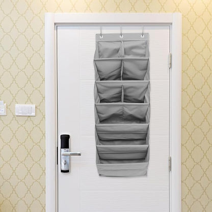 Cabilock -the-door Hanging Storage Bag, 9-compartment Grey Shoe Organizer, Sturdy Multi-layer Dormitory Storage Pouch for Home and Closet Organization