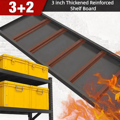 67"W Heavy Duty Garage Shelving Unit,5000LBS Adjustable Metal Storage Shelves,3 Tier Shelves with Double-Layer Posts,63"H Industrial Shelf Suitable for Garage,Basement,Warehouse,Storage Room,Black