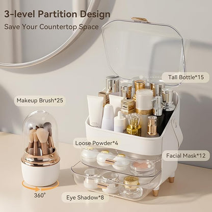Makeup Organizer Countertop, Skincare Bathroom Counter Organizer, Storage Box Cosmetic Display Cases, Teen Girl Gifts Trendy Stuff Make up Organizers for Vanity, Dresser (Rose Gold)