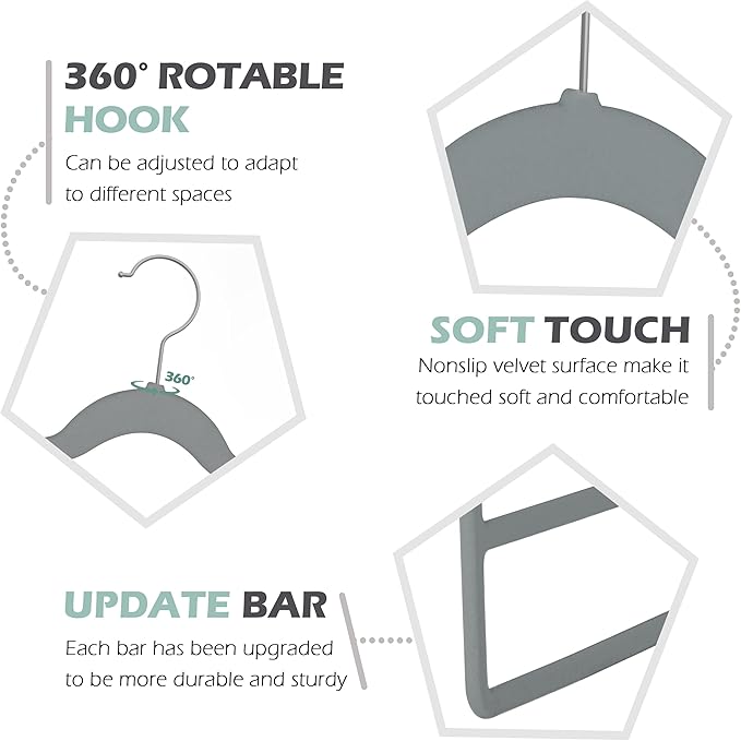 Velvet Pants Clothes Hanger Space Saving Non Slip Pants Shorts Hanger, Myfolrena Jeans Slack Trousers Hangers Multiple Velvet Hanger Closet Storage and Organization for Jeans,Scarf,Tie(Grey, 3)