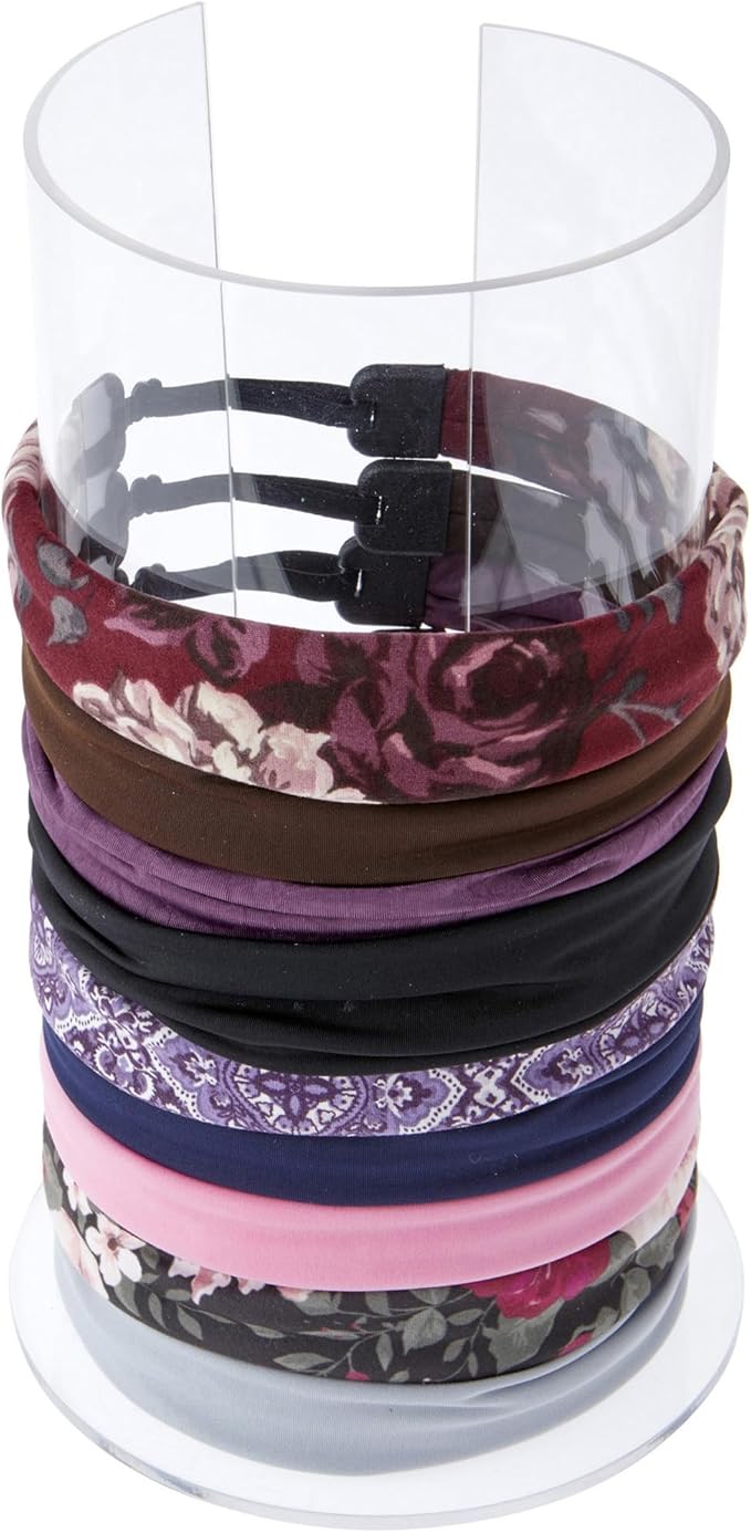 Plymor Clear Acrylic Vertical Headband or Scarf Display (Countertop), 12" H x 7" W x 7" D