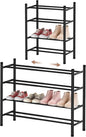 AceMining 4-Tier Expandable Shoe Rack, Adjustable Shoe Rack Shoe Organizer Shoe Shelf, Free Standing Shoe Racks Heavy Duty Metal for Closet Entryway Closet Doorway Front Door Entrance，Black