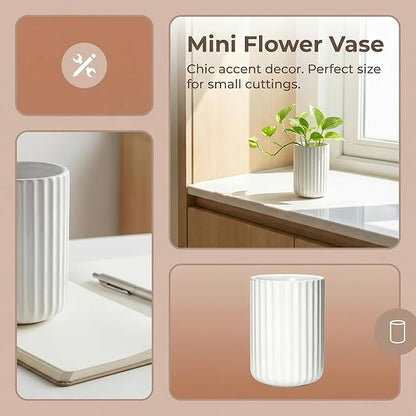 Ceramic Spoon Holder for Coffee Bar, Upright Tea Spoon Holder Cup, Coffee Stirrers Straws Stir Stick Holder, Spotted White Fluted Surface