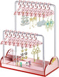 NiHome Acrylic Earring Holder with Unique Double-Tiered Design, Cute Miniature Clothing Hangers with Spacious Storage for 48 Pairs, Display for Home Vanity & Retail Showrooms (Rose Gold, With Tray)
