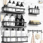 YASONIC Shower Caddy 6 Pack Rustproof Shower Organizer, Large Capacity Shower Shelves for Inside Shower, Bathroom Organizers and Storage with Soap Holder and 12 Hooks, Adhesive Shower Storage