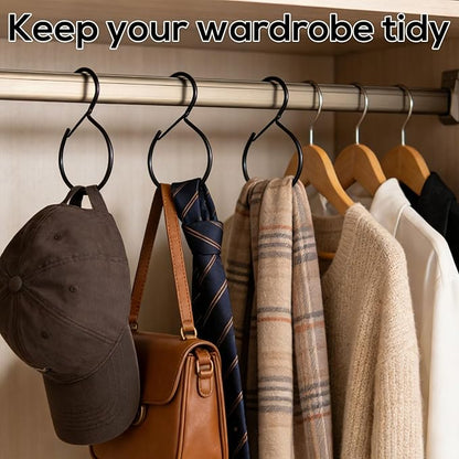4pcs Belt Hanger, Stainless Steel Belt Organizer Waterproof Tie Hanger Closet Storage Accessory for Scarves Bags Hats Holds Multiple Items (Black)