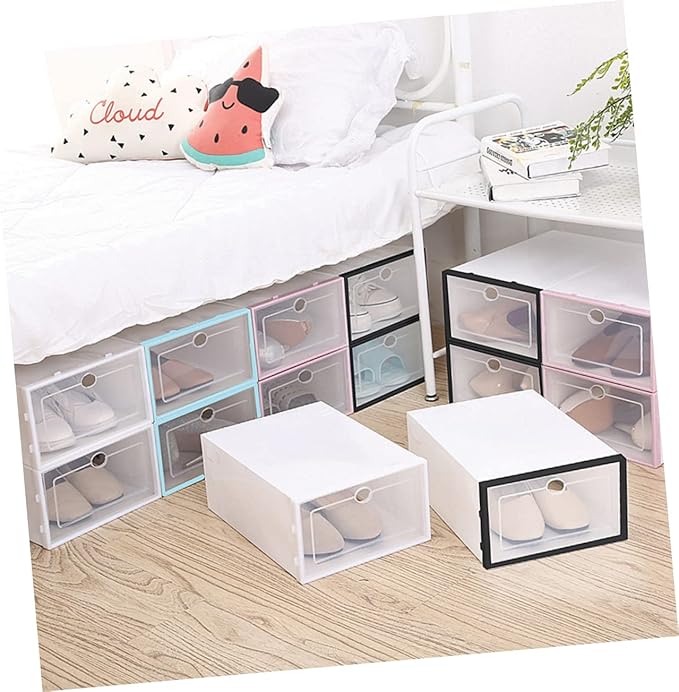 Outanaya 6pcs Door Shoe Organizer Thickened Plastic Storage Bins Shoe Boxes Storage Box Container Closet Organizers