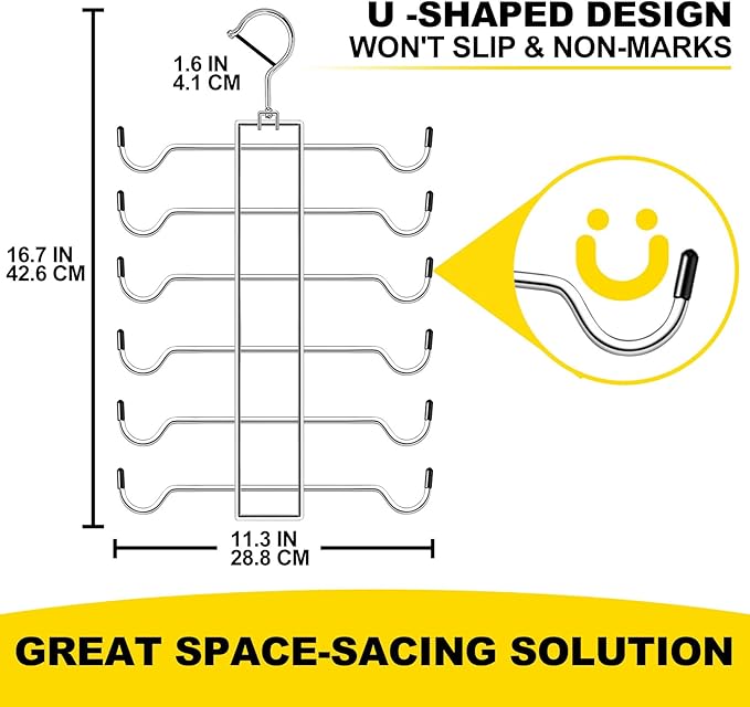 Closet Organizers and Storage, 6 Tier Tank Top Hanger, Dorm Room Essentials, Non-Slip Bra Hangers Space Saving, Organization for Camisoles Sports Bras Strappy Dress Swimsuits Ties, 3 Pack