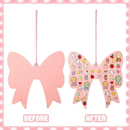 Pink Bow Brooch Pin Organizer Wall Hanging Display Board Kawaii Enamel Display Holder Storage Case Holds 106 Pins Cute Coquette Aesthetic Collection Rack for Room Decor Gift