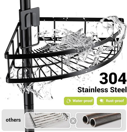 Aitatty Corner Shower Caddy Standing: 4-tier Rustproof Shower Organizer Shelf - Floor Shower Corner Shelf Rack Stand for Bathroom Black