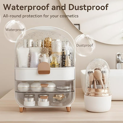 Makeup Organizer Countertop, Skincare Bathroom Counter Organizer, Storage Box Cosmetic Display Cases, Teen Girl Gifts Trendy Stuff Make up Organizers for Vanity, Dresser (Rose Gold)