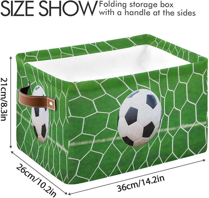 Sports Kids Large Shelf Storage Bin With Handles - Foldable Fabric Toy Organizer and Clothes Basket for Nursery and Bedroom