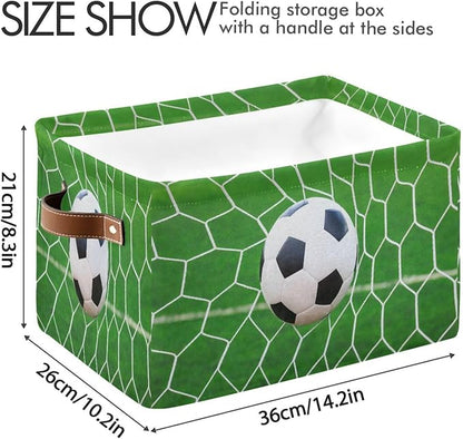 Sports Kids Large Shelf Storage Bin With Handles - Foldable Fabric Toy Organizer and Clothes Basket for Nursery and Bedroom