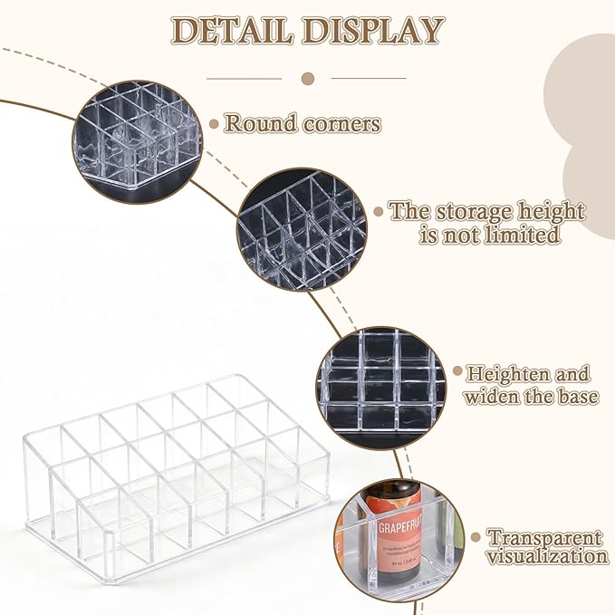 Essential Oil Holder,18 Slots Plastics Essential Oil Storage,for Bottles Perfumes and Nail Polish Shelf,Essential Oil Organizer,Makeup Storage Rack