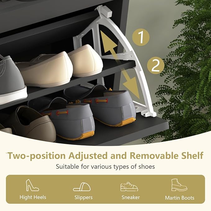 VERYKE Shoe Storage Cabinet for Entryway with 3 Flip Drawers and 2 Top Drawers,Large Shoe Rack Organizer Cabinet for Closet,Hallway