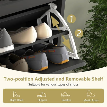 VERYKE Shoe Storage Cabinet for Entryway with 3 Flip Drawers and 2 Top Drawers,Large Shoe Rack Organizer Cabinet for Closet,Hallway