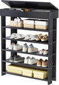 sogesfurniture 5-tier Wooden Shoes Rack Organizer with Storage Compartment, Free Standing Shoe Storage Shelf for Entryway, Living Room, Hallway, Doorway (29.5" Black)