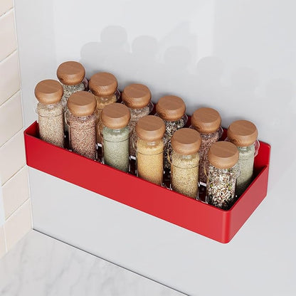 Mystozer Magnetic Spice Rack for Refrigerator, Kitchen Organizer and Storage Shelf, Red (4 Pack)…