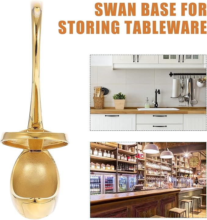 OSALADI Swan Base Fork Holder Zinc Alloy Flatware Organizer Compact Kitchen Countertop Storage Rack for Spoons and Forks Home and Restaurant Table Decoration