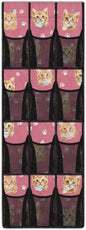 12-Compartment Behind The Door Hanging Organizer, Oxford Cloth Waterproof Large Capacity and Ideal for Storing Household Items, Orange Cats