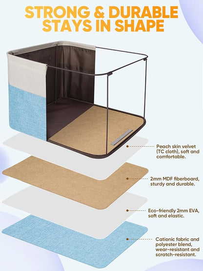 BALEINE 2 Pack Fabric Closet Storage Bins for Shelves, Linen Closet Organizers and Storage, Decorative Baskets for Organizing, Shelf, Clothes, Home, Office (Skyblue, 12"x8"x8")