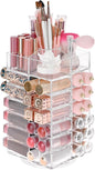 Ikee Design Lipstick Organizer with 53 Slots 360 Degree Rotating Spinning Acrylic Lip Gloss Organizer for Makeup, Lipsticks, Brushes, Cosmetic Storage Display, Bathroom, Vanity, Countertop