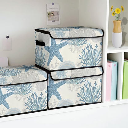 Stackable Clothes Storage Bins with Lids,Closet Organizers Fabric Cat Printing Box for Home and Office,Blanket Clothes Organizers,Under Bed Storage Containers 3 Pack.