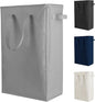 Odonata Slim Laundry Hamper Handles Collapsible Laundry Basket Thin Dirty Clothes Basket Narrow Laundry Bag Foldable Dirty Hamper 45L (Dark Grey)