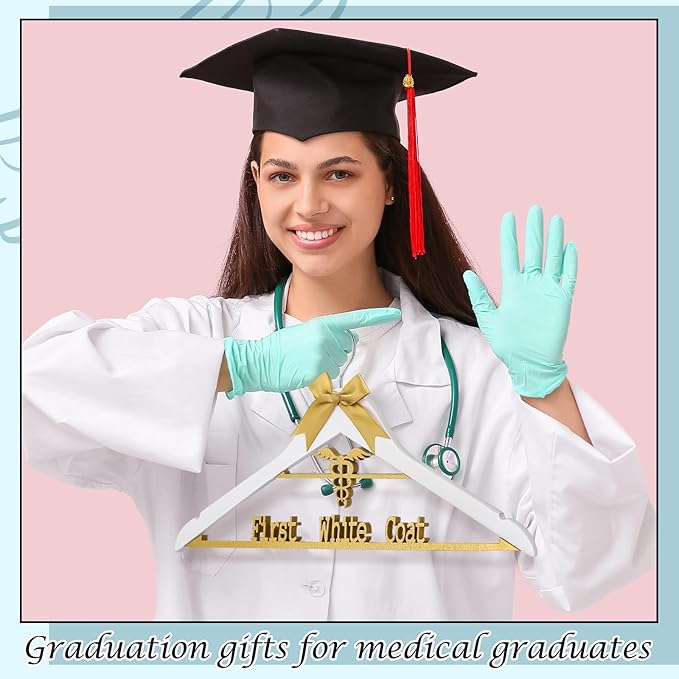 Reallnaive First White Coat Hanger Medical Student Graduation Gift for Pharmacist New Doctor PhD Gift White Coat Ceremony Med School Graduation Congratulation Favor