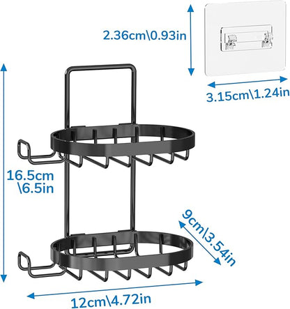 MASADI 2 Tier Soap Dish Holder, Soap Bar Holder with Hooks, Shampoo Bar Caddy for Shower Wall, Razor Holder for Shower, Bar Soap Container 304 Stainless Steel, Bathroom (Black)