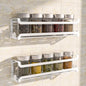 LUCYCAZ 2 Pack Wall Mounted Spice Rack with 8 Hooks, Spice Organizer Shelf for Stove Cabinet Pantry Door,Screw or Adhesive Spice Shelf Hanging Wall Spice Rack in Kitchen and RV (White, 2 PACK)