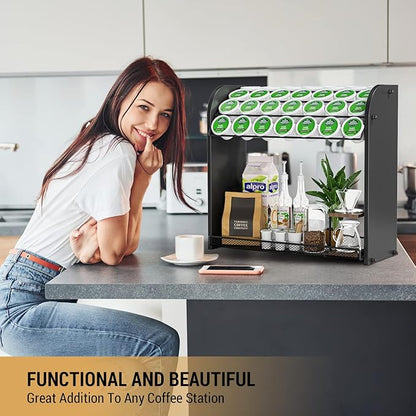 Lixple K Cup Pod Holder for Countertop – Pod Organizer & Coffee Bar Accessory for Home or Office, Easy to Assemble (Black)