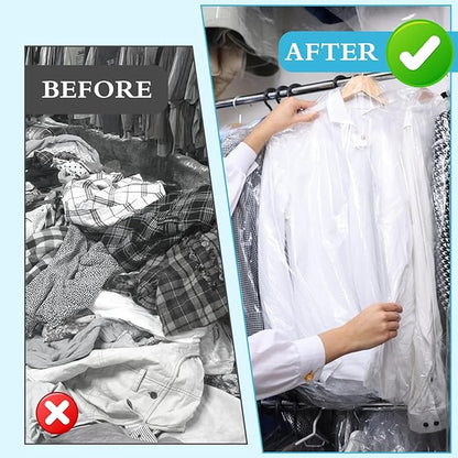 100 Pack Dry Cleaning Bag, 55.1 X 23.6 Inch Plastic Garment Bags for Clothes Clear Hanging Clothing Covers Dust-Proof Clothing Protector Covers for Dry Cleaner, Home Storage, Travel, Moving