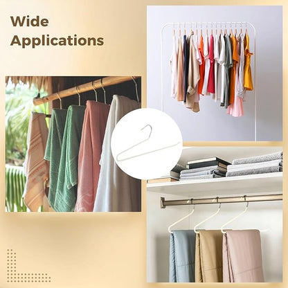 35 Pcs Pants Hangers Non Slip, Space Saving Open Ended Metal Pant Hangers, Jean Hangers for Men and Women, Closet Storage Organizer for Clothes Leggings Slacks Trouser Ties, Cream White