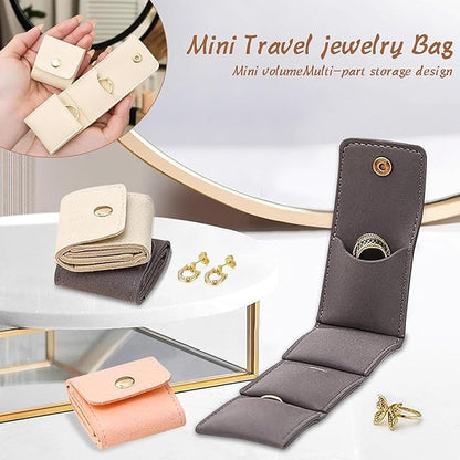 3Pcs Mini Travel Jewelry Bag Foldable Multifunctional Mini Travel Jewelry Roll Bag with Buckle Small Jewelry Box for Earrings, Rings, Necklaces