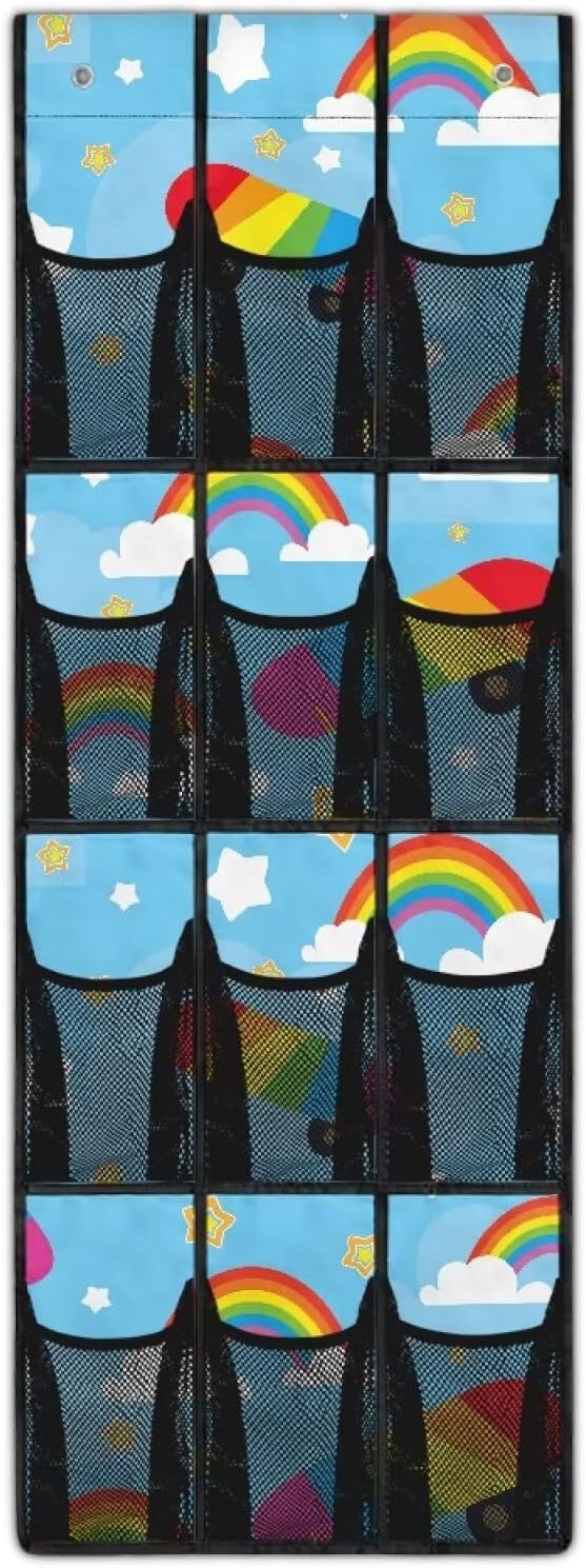 Generic Blue Rainbow Over The Door Pantry Organizer Space-Saving KIds Door Storage Organizer Heavy Duty Strong Heavy Ability Even When Filled with Items It Remains Stable and Reliable