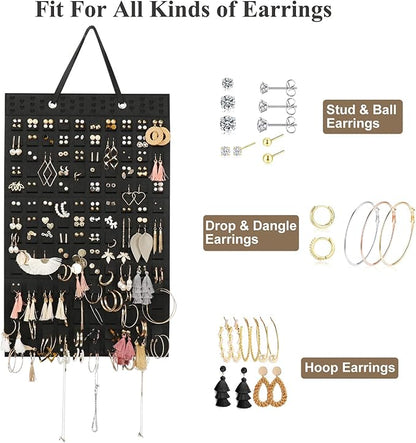 Resovo Hanging Earrings Organizer & Holder - 20 Hooks, Holds Up To 300 Pairs, Compact Design, Soft Material, Earring Hanger & Display for Women & Girls - 1 Pack