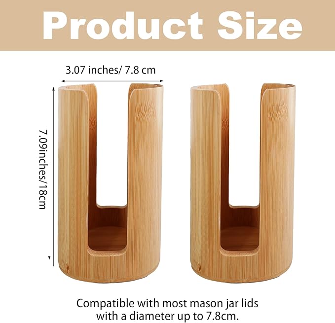 3 Pcs Mason Jar Lid Organizer Regular Mouth Bamboo Vertical Organization Tumbler Lids Storage Holder Mason Jar Accessories for Home Kitchen