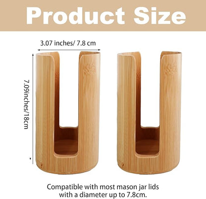 3 Pcs Mason Jar Lid Organizer Regular Mouth Bamboo Vertical Organization Tumbler Lids Storage Holder Mason Jar Accessories for Home Kitchen
