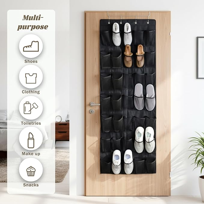2 PCS 35 Pocket Over the Door Shoe Organizer, Large Capacity Closet Storage for Men and Women, Reusable Breathable Large Mesh Bag Hanging Shoe Rack Organizer for Entryway Closet Bedroom